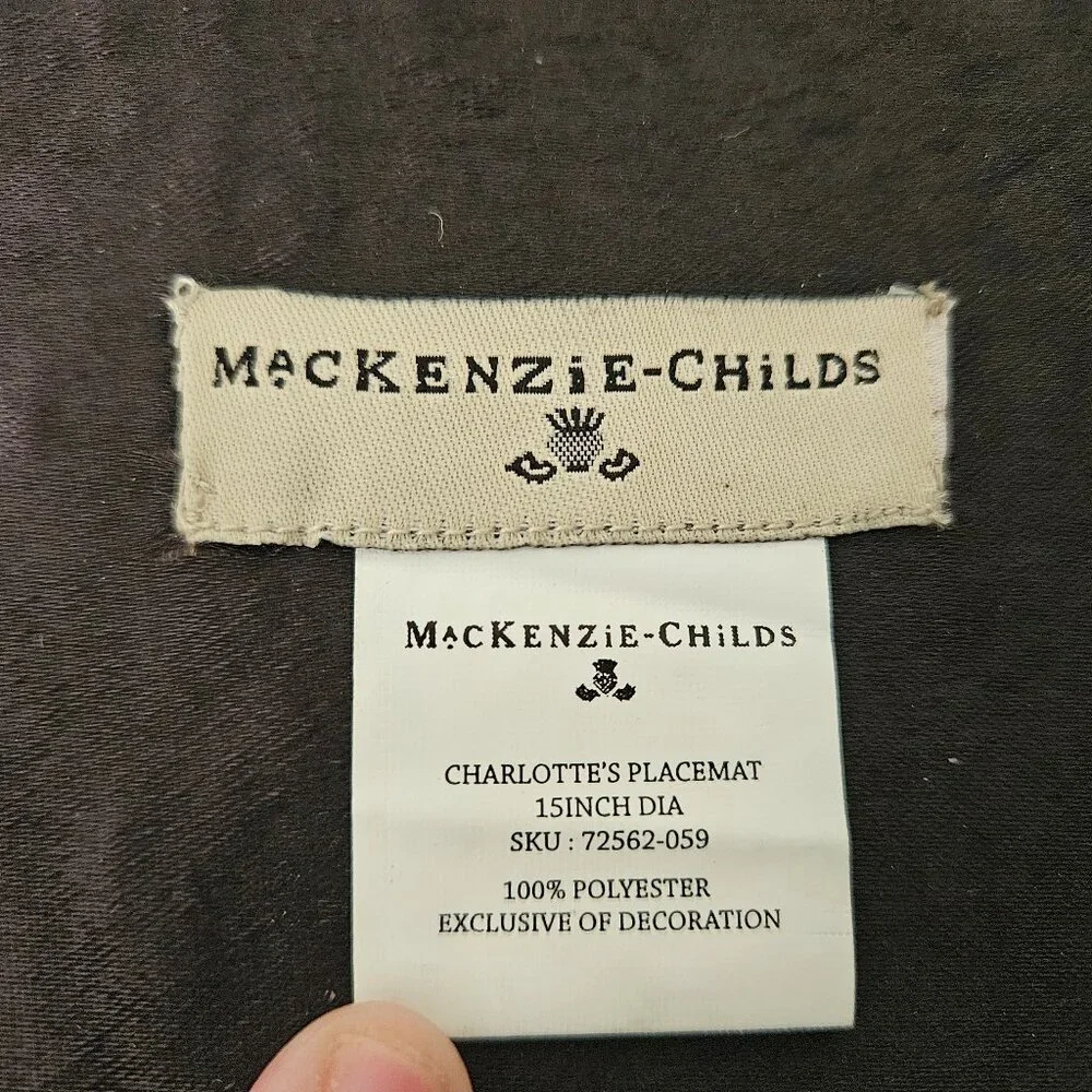 RARE MACKENZIE CHILDS SPIDER WEB COURTLY CHECK HALLOWEEN FALL PLACEMAT CHARGER
